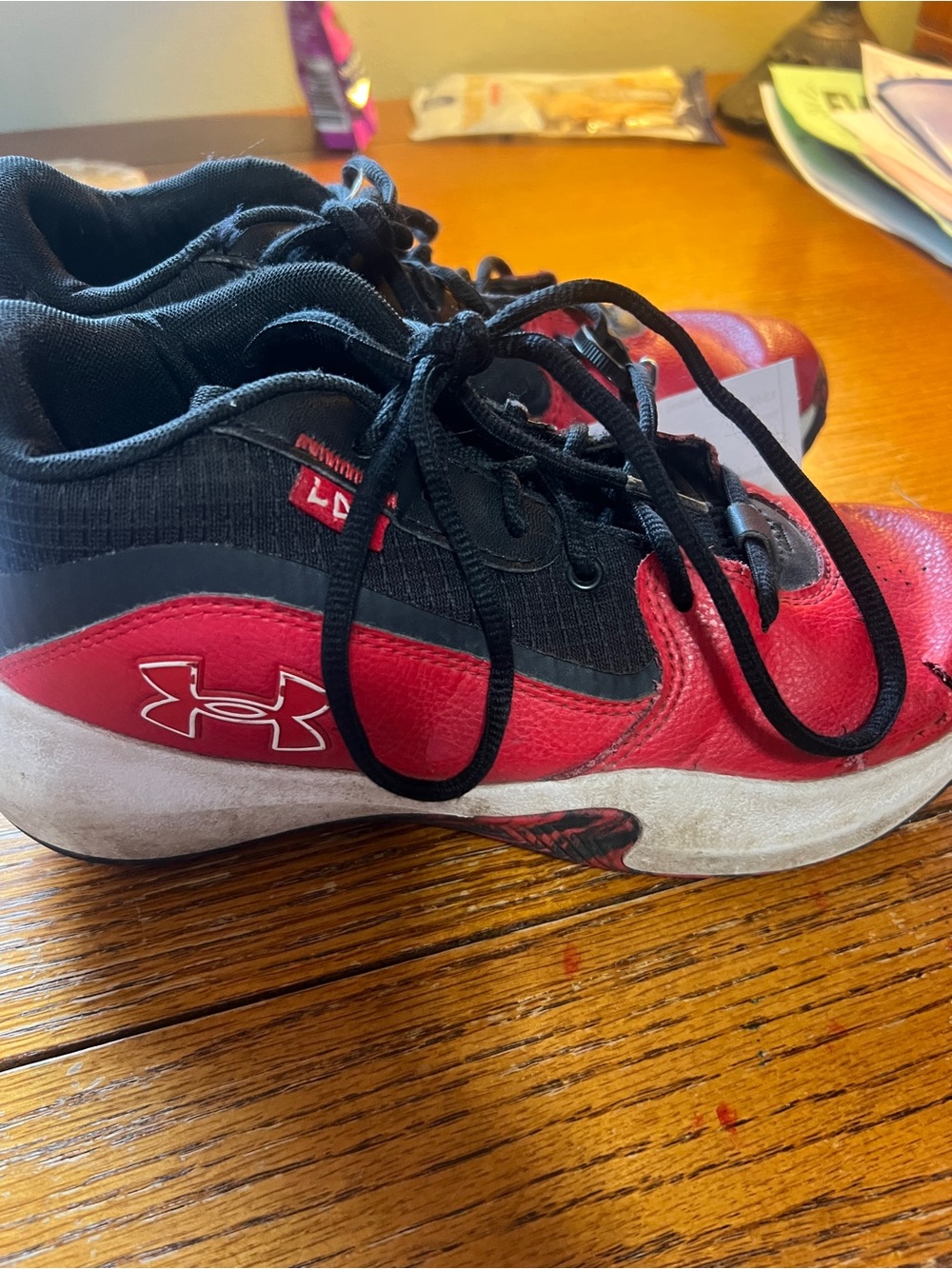 Under Armour Kids Red and Black Training Sneakers